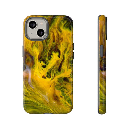 CASEBOB Phone Case iPhone 14 / Glossy Yellow Liquid Ink Art iPhone Case (Protective)