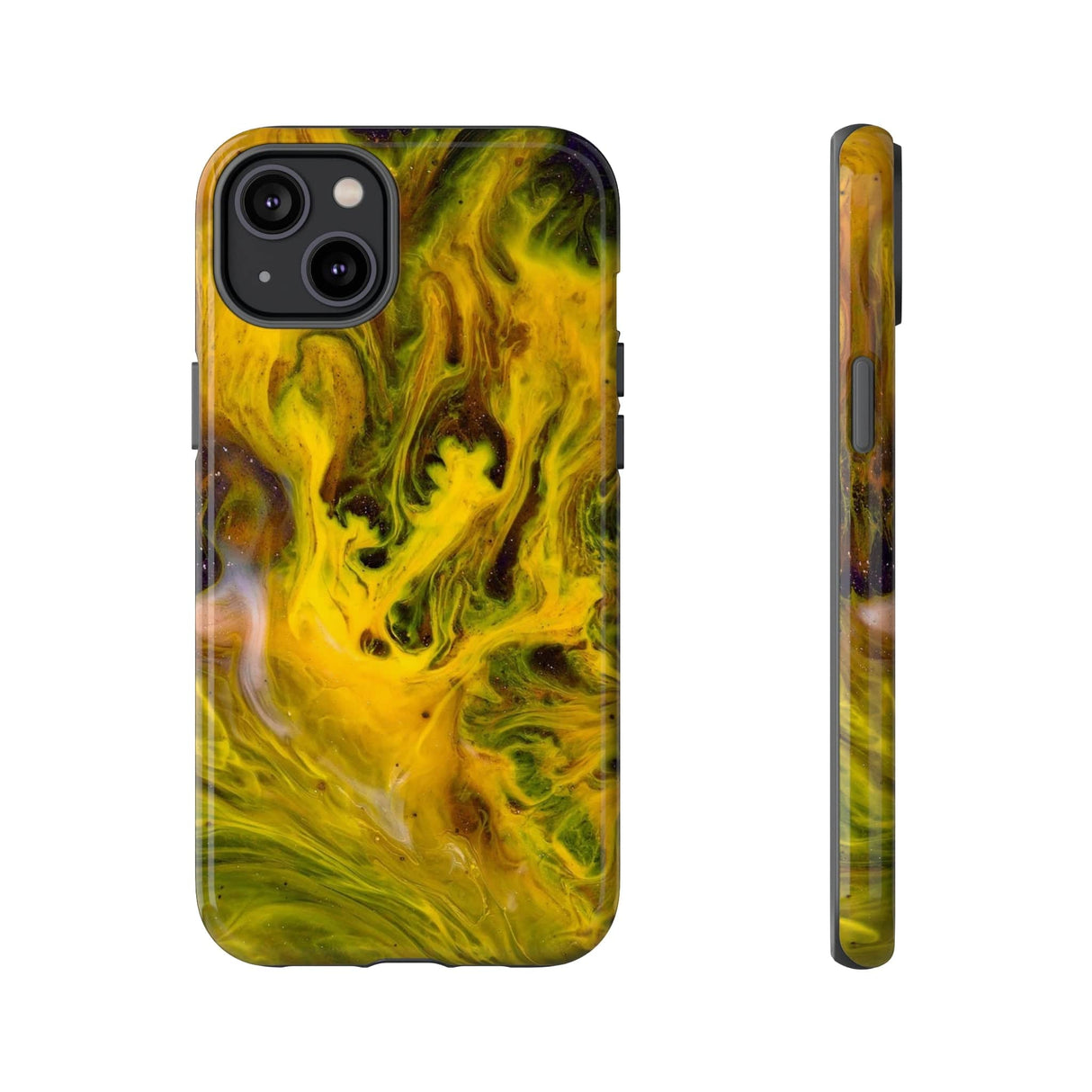 CASEBOB Phone Case iPhone 14 Plus / Glossy Yellow Liquid Ink Art iPhone Case (Protective)