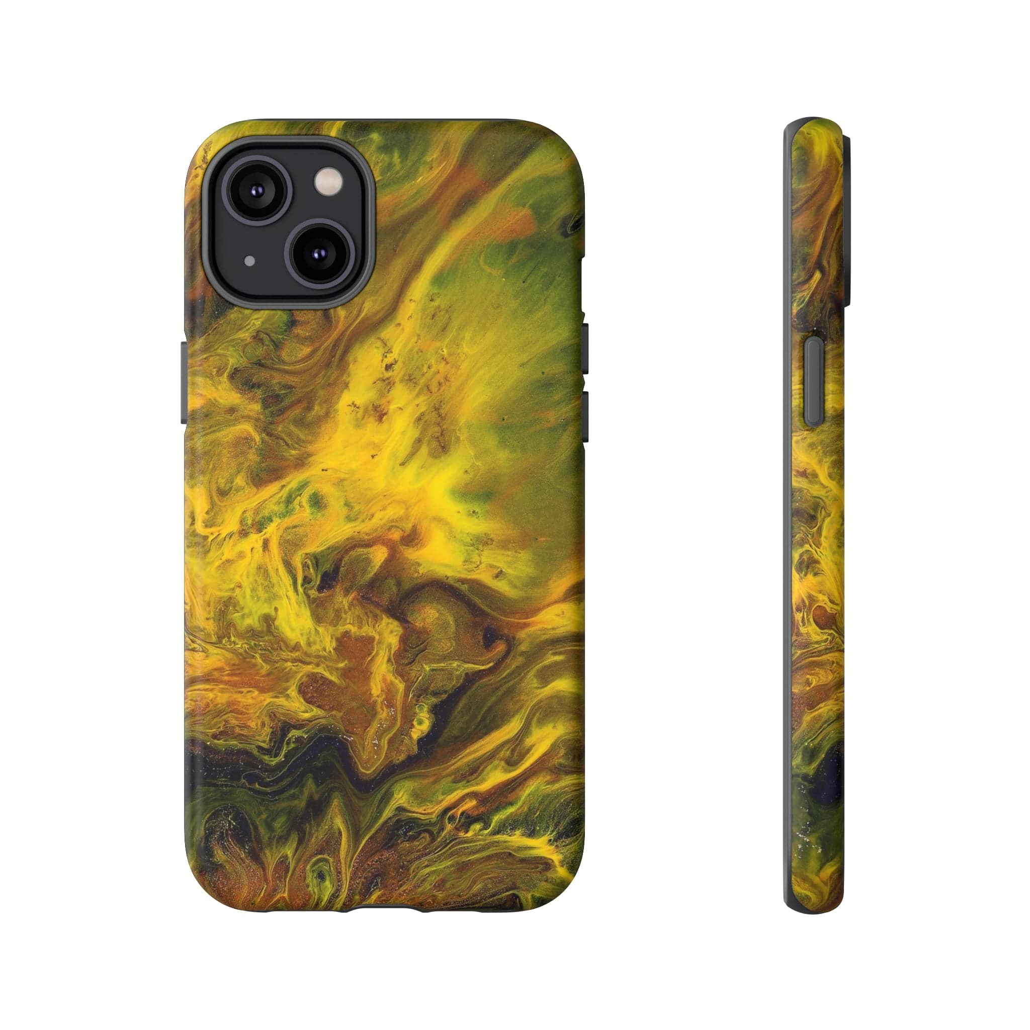 CASEBOB Phone Case iPhone 14 Plus / Matte Yellow Flame Ink Art iPhone Case (Protective)