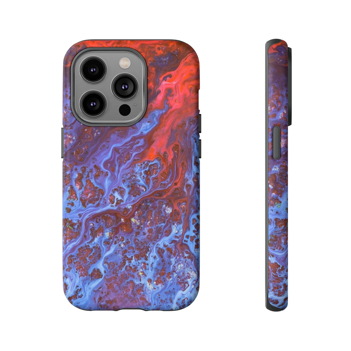 CASEBOB Phone Case iPhone 14 Pro / Matte Blue Lava Ink Art iPhone Case (Protective)