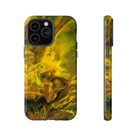 CASEBOB Phone Case iPhone 14 Pro Max / Glossy Yellow Flame Ink Art iPhone Case (Protective)