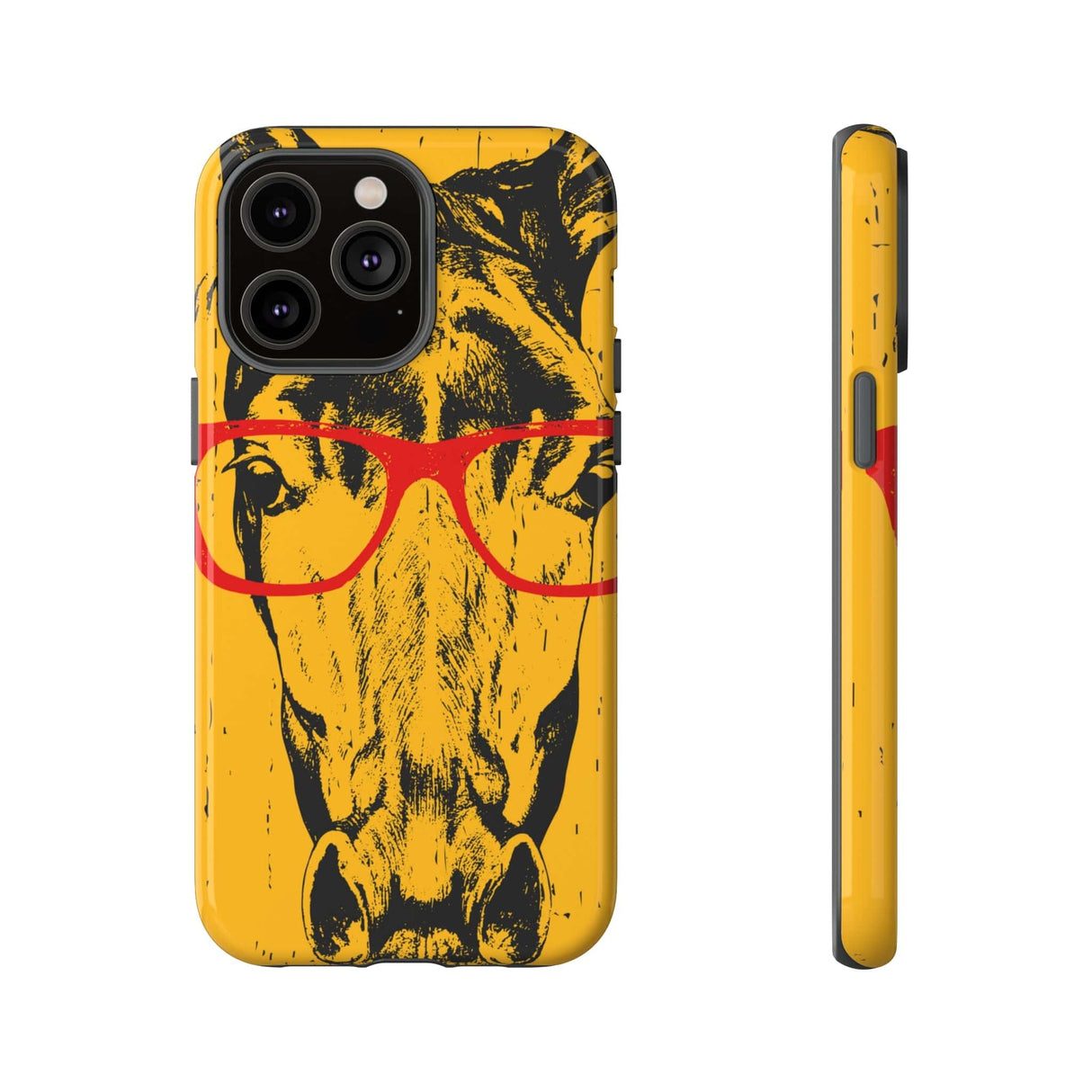 CASEBOB Phone Case iPhone 14 Pro Max / Glossy Yellow Horse Glasses iPhone Case (Protective)