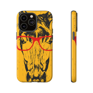 CASEBOB Phone Case iPhone 14 Pro Max / Glossy Yellow Horse Glasses iPhone Case (Protective)