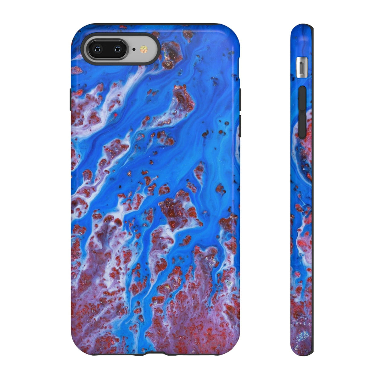 CASEBOB Phone Case iPhone 8 Plus / Glossy Bright Blue Ink Art iPhone Case (Protective)