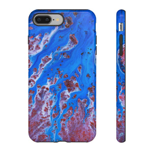 CASEBOB Phone Case iPhone 8 Plus / Glossy Bright Blue Ink Art iPhone Case (Protective)