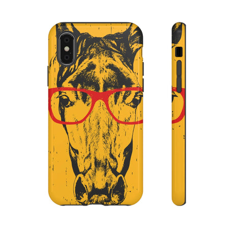 CASEBOB Phone Case iPhone X / Glossy Yellow Horse Glasses iPhone Case (Protective)