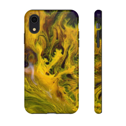 CASEBOB Phone Case iPhone XR / Glossy Yellow Liquid Ink Art iPhone Case (Protective)