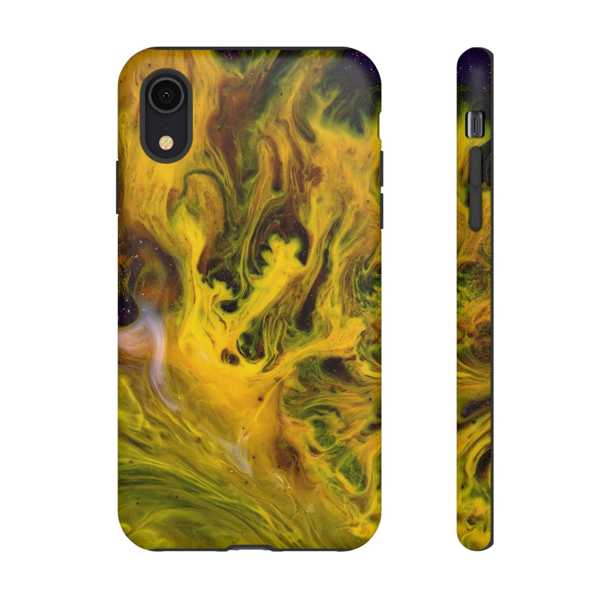 CASEBOB Phone Case iPhone XR / Matte Yellow Liquid Ink Art iPhone Case (Protective)