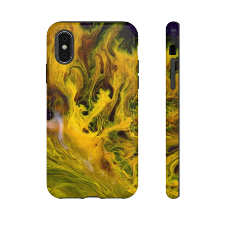 CASEBOB Phone Case iPhone XS / Glossy Yellow Liquid Ink Art iPhone Case (Protective)