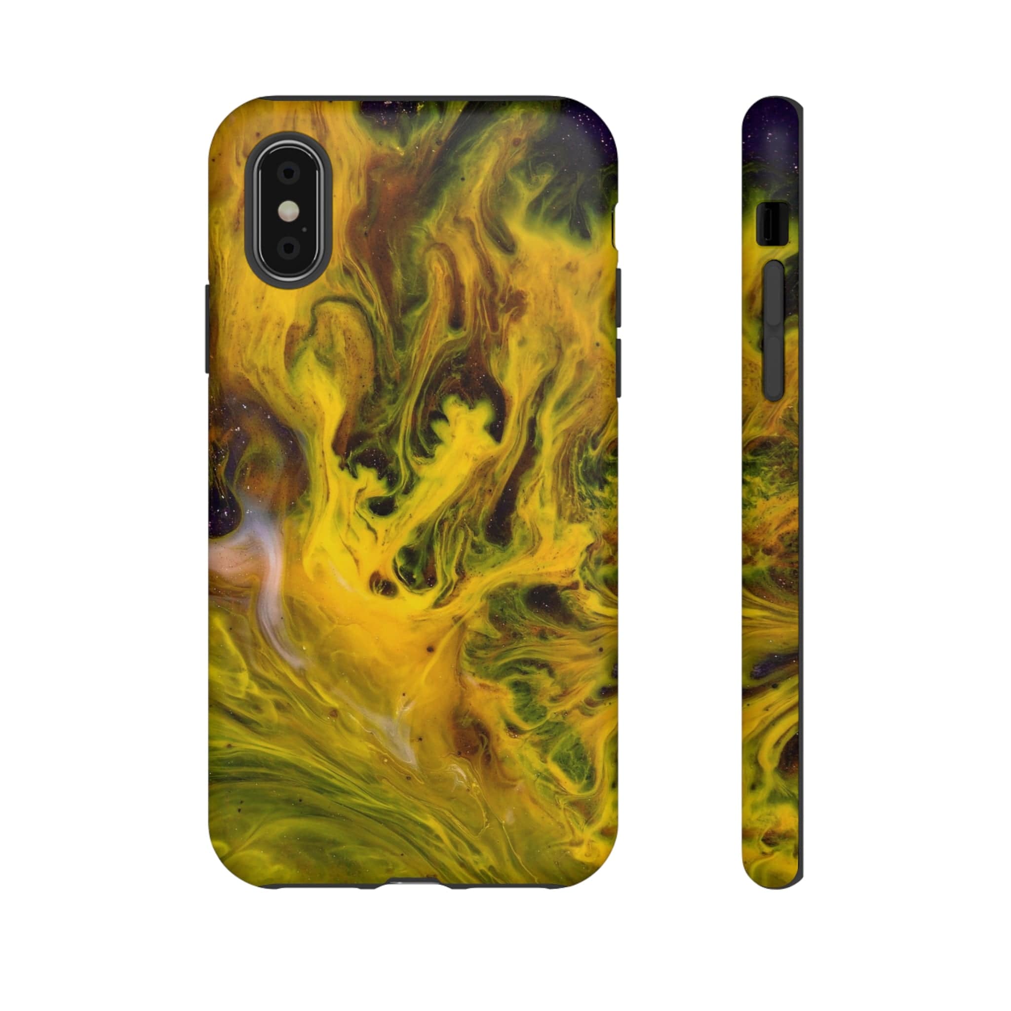 CASEBOB Phone Case iPhone XS / Matte Yellow Liquid Ink Art iPhone Case (Protective)