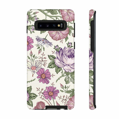 CASEBOB Phone Case Samsung Galaxy S10 / Glossy Pastel Vintage Flower Samsung Case (Protective)