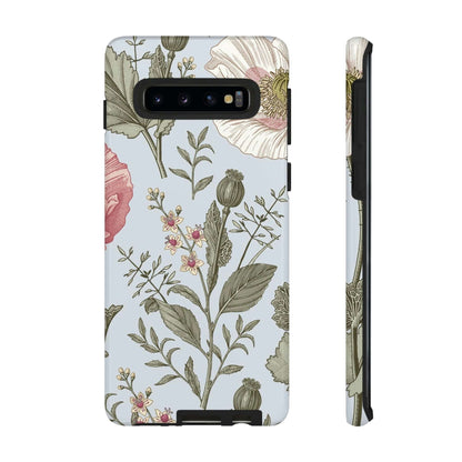 CASEBOB Phone Case Samsung Galaxy S10 / Glossy Poppy Blue Vintage Flower Samsung Case (Protective)