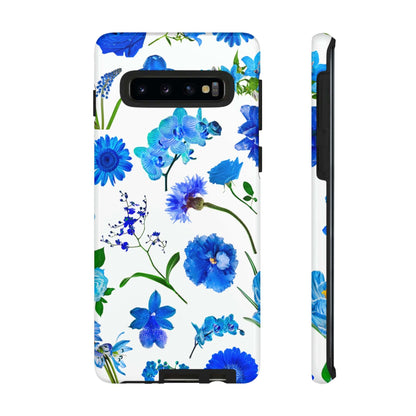 CASEBOB Phone Case Samsung Galaxy S10 / Glossy Vintage Flowers Blue Android Case (Protective)