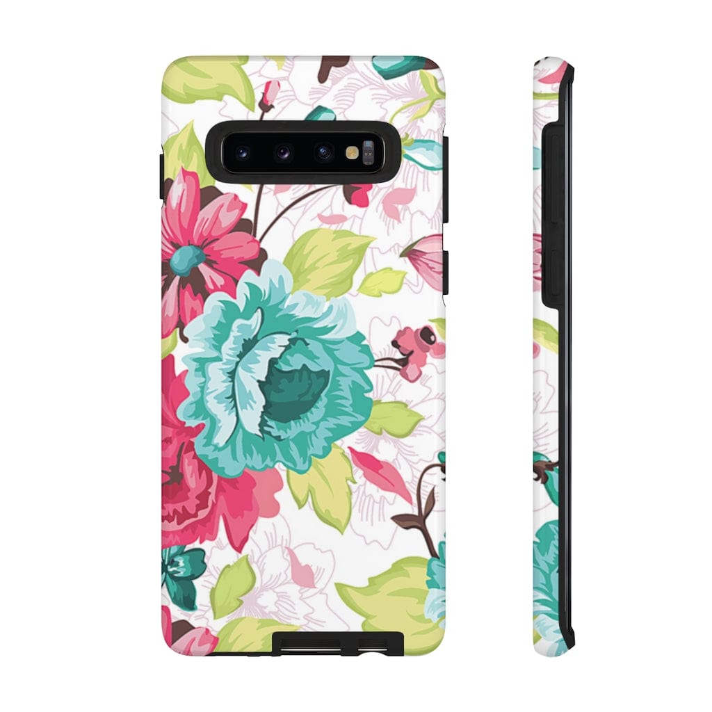 CASEBOB Phone Case Samsung Galaxy S10 / Glossy Vintage Flowers Pattern Samsung Case (Protective)