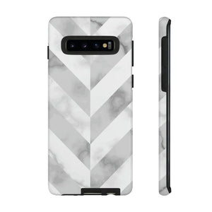 CASEBOB Phone Case Samsung Galaxy S10 / Glossy White Herringbone Android Case (Protective)