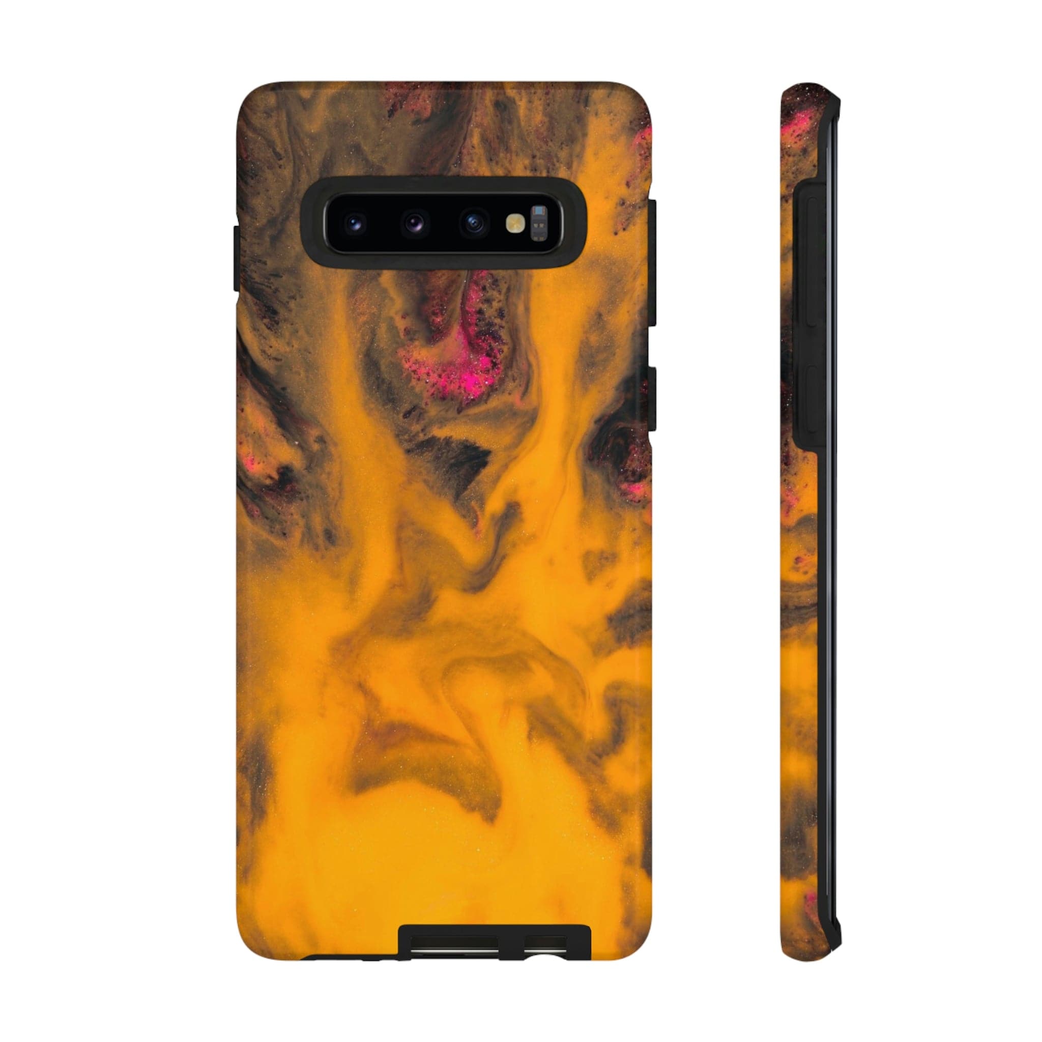 CASEBOB Phone Case Samsung Galaxy S10 / Glossy Yellow Flame Ink Art Android Case (Protective)