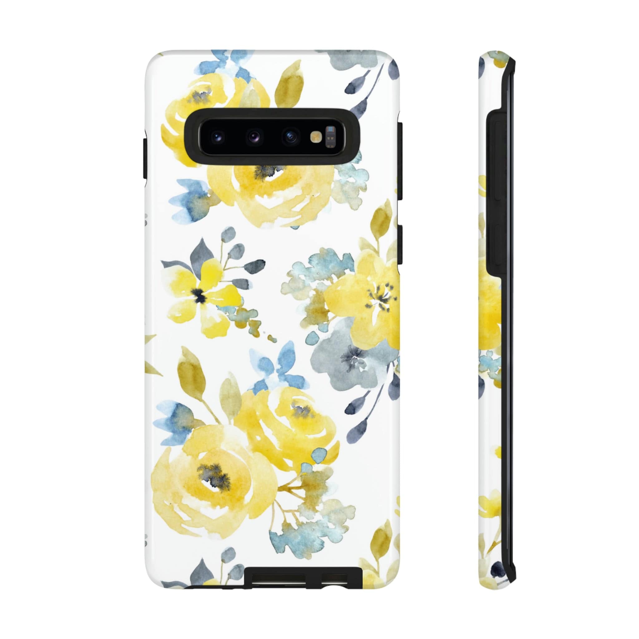 CASEBOB Phone Case Samsung Galaxy S10 / Glossy Yellow Floral Android Case (Protective)