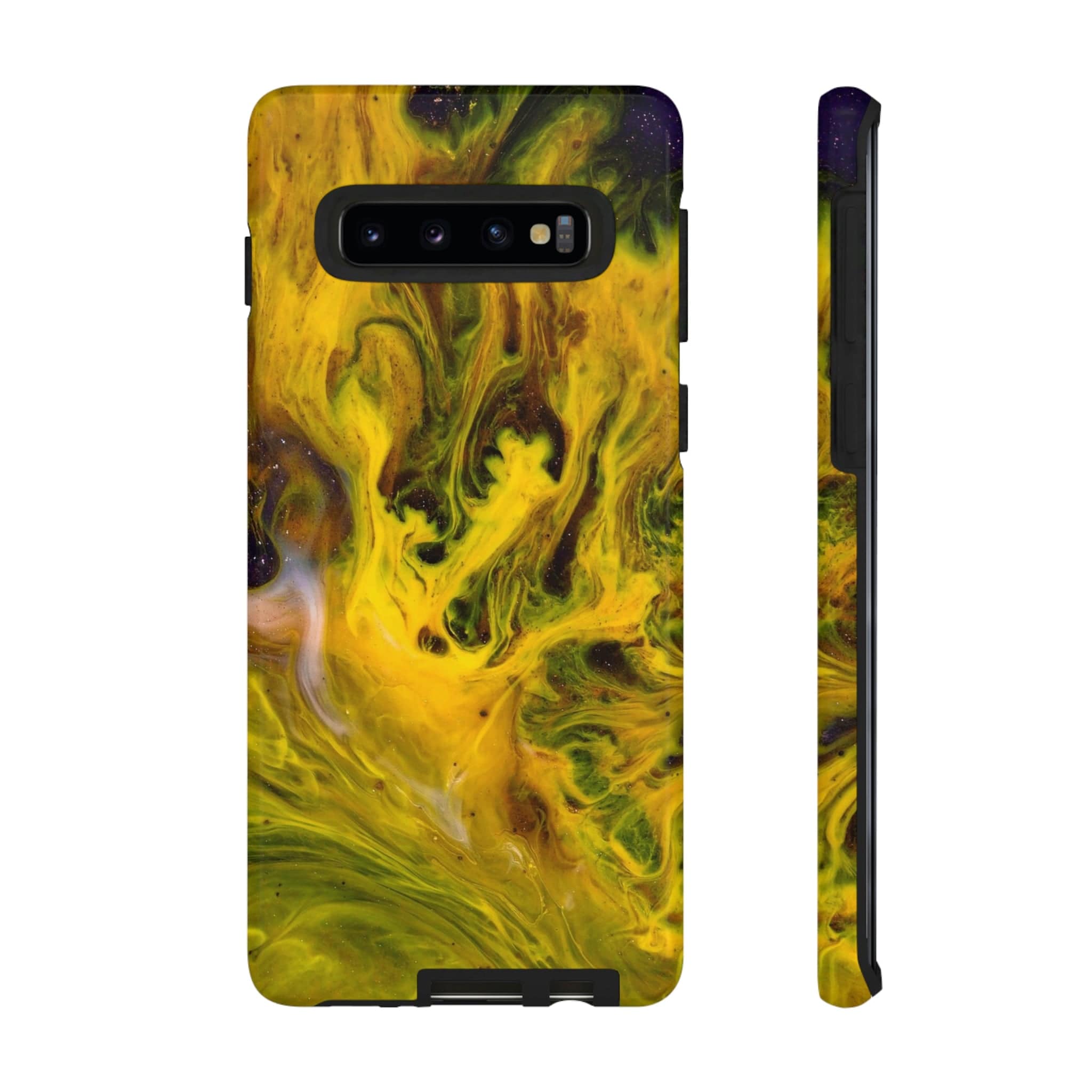 CASEBOB Phone Case Samsung Galaxy S10 / Glossy Yellow Liquid Ink Art Android Case (Protective)