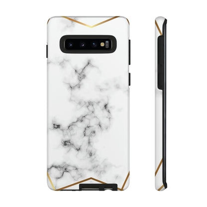 CASEBOB Phone Case Samsung Galaxy S10 / Matte White Marble Gold Android Case (Protective)