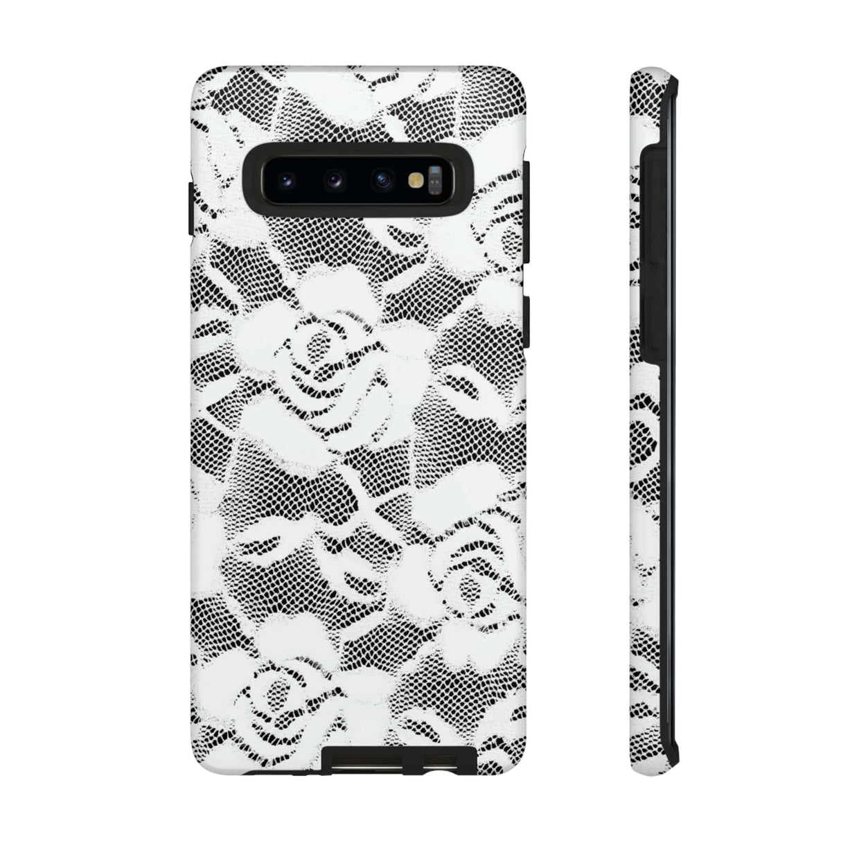 CASEBOB Phone Case Samsung Galaxy S10 / Matte White Rose Lace Gothic Flower Samsung Case (Protective)