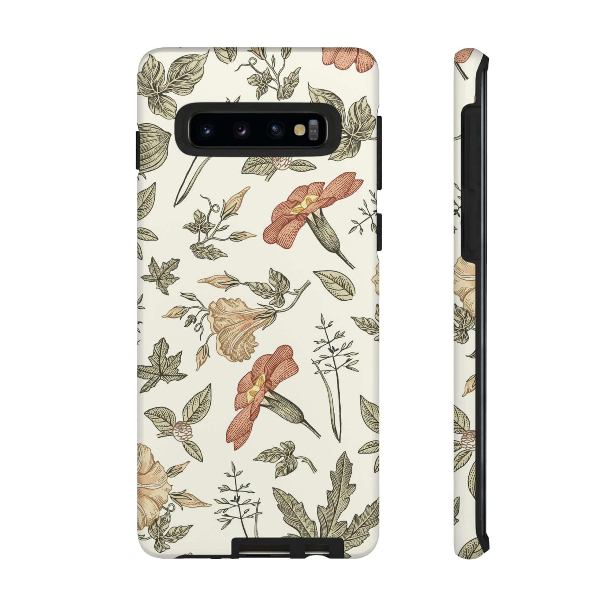 CASEBOB Phone Case Samsung Galaxy S10 / Matte White Vintage Flower Samsung Case (Protective)