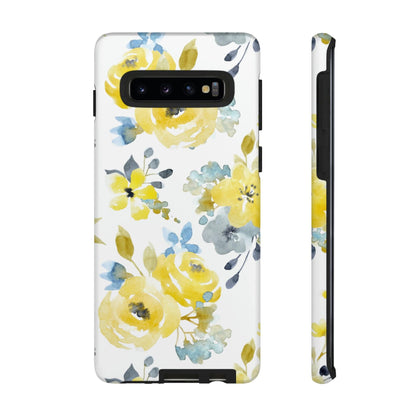 CASEBOB Phone Case Samsung Galaxy S10 / Matte Yellow Floral Android Case (Protective)