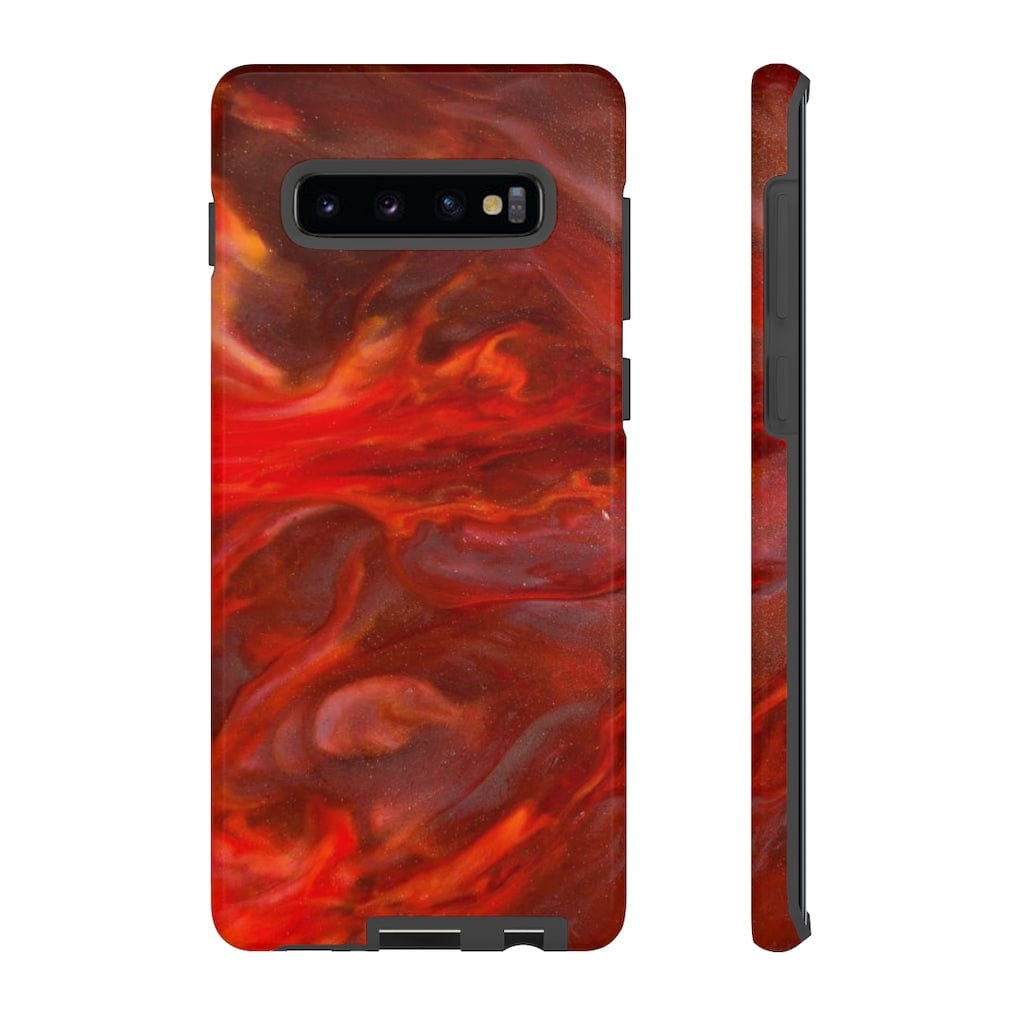 CASEBOB Phone Case Samsung Galaxy S10 Plus / Glossy Warm Flames Ink Art Android Case (Protective)