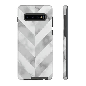 CASEBOB Phone Case Samsung Galaxy S10 Plus / Glossy White Herringbone Android Case (Protective)