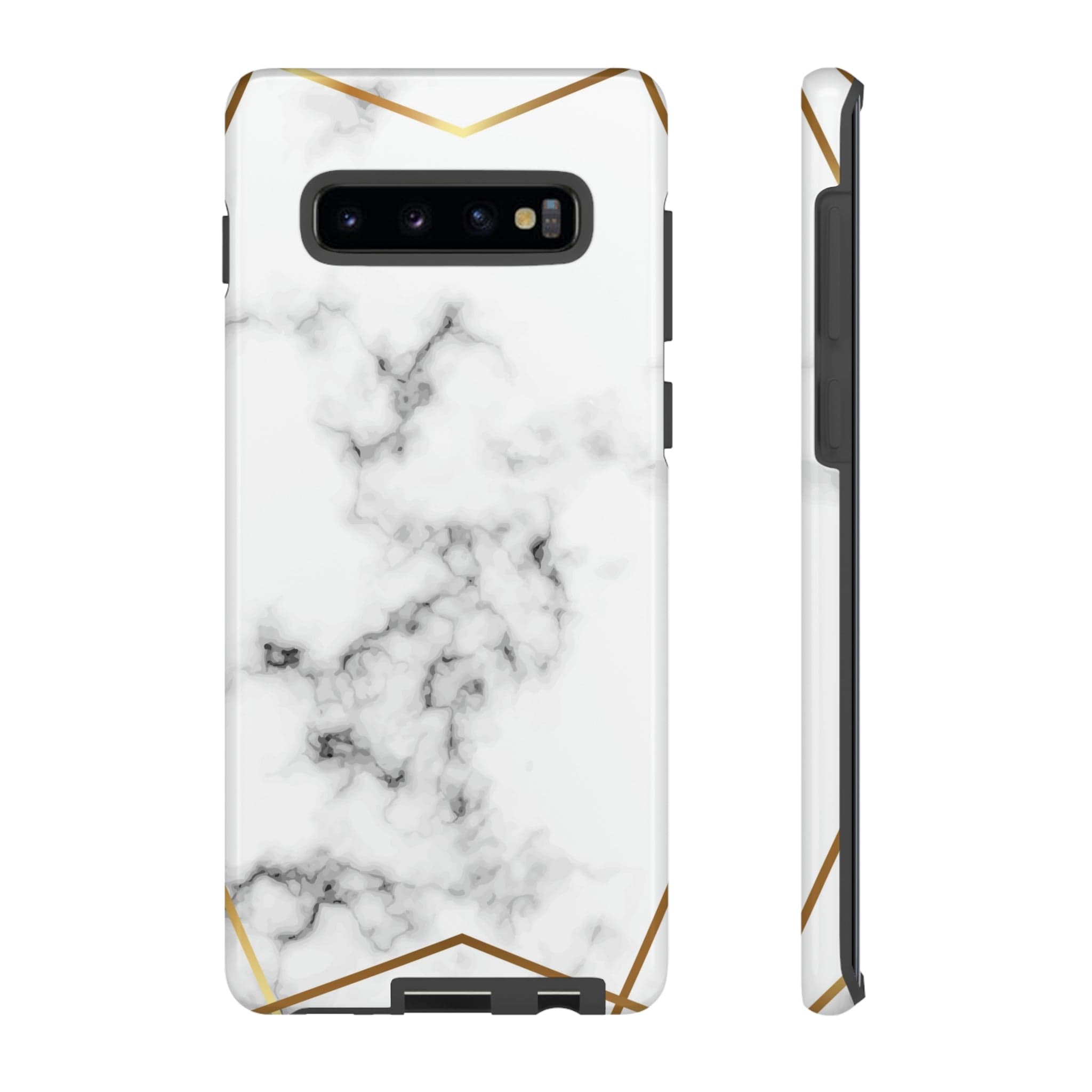 CASEBOB Phone Case Samsung Galaxy S10 Plus / Glossy White Marble Gold Android Case (Protective)