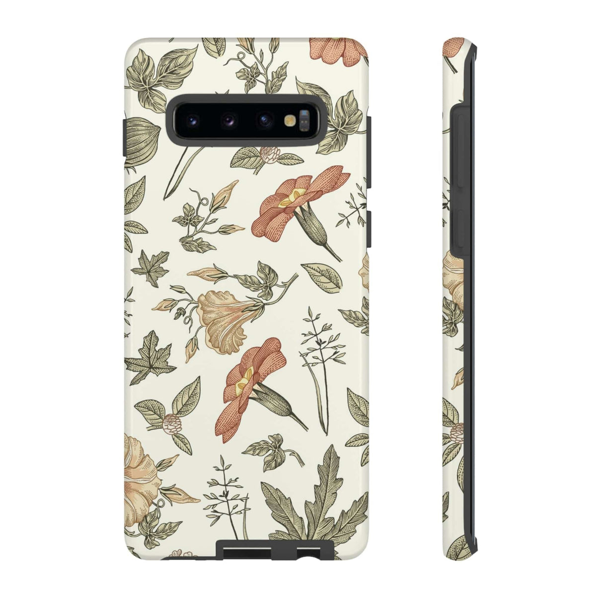 CASEBOB Phone Case Samsung Galaxy S10 Plus / Glossy White Vintage Flower Samsung Case (Protective)