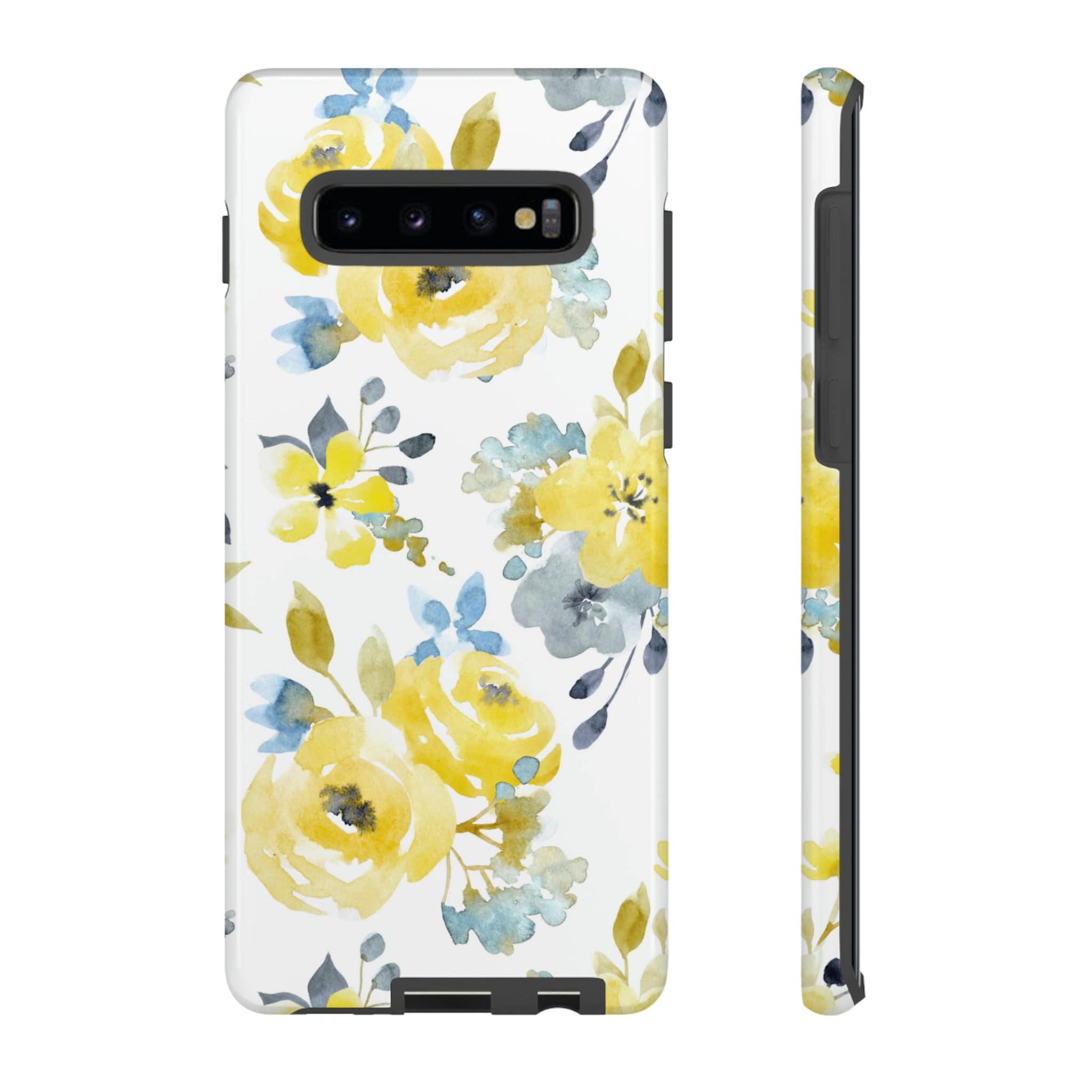 CASEBOB Phone Case Samsung Galaxy S10 Plus / Glossy Yellow Floral Android Case (Protective)