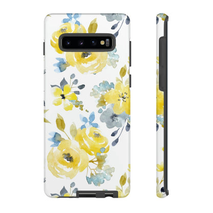 CASEBOB Phone Case Samsung Galaxy S10 Plus / Glossy Yellow Floral Android Case (Protective)