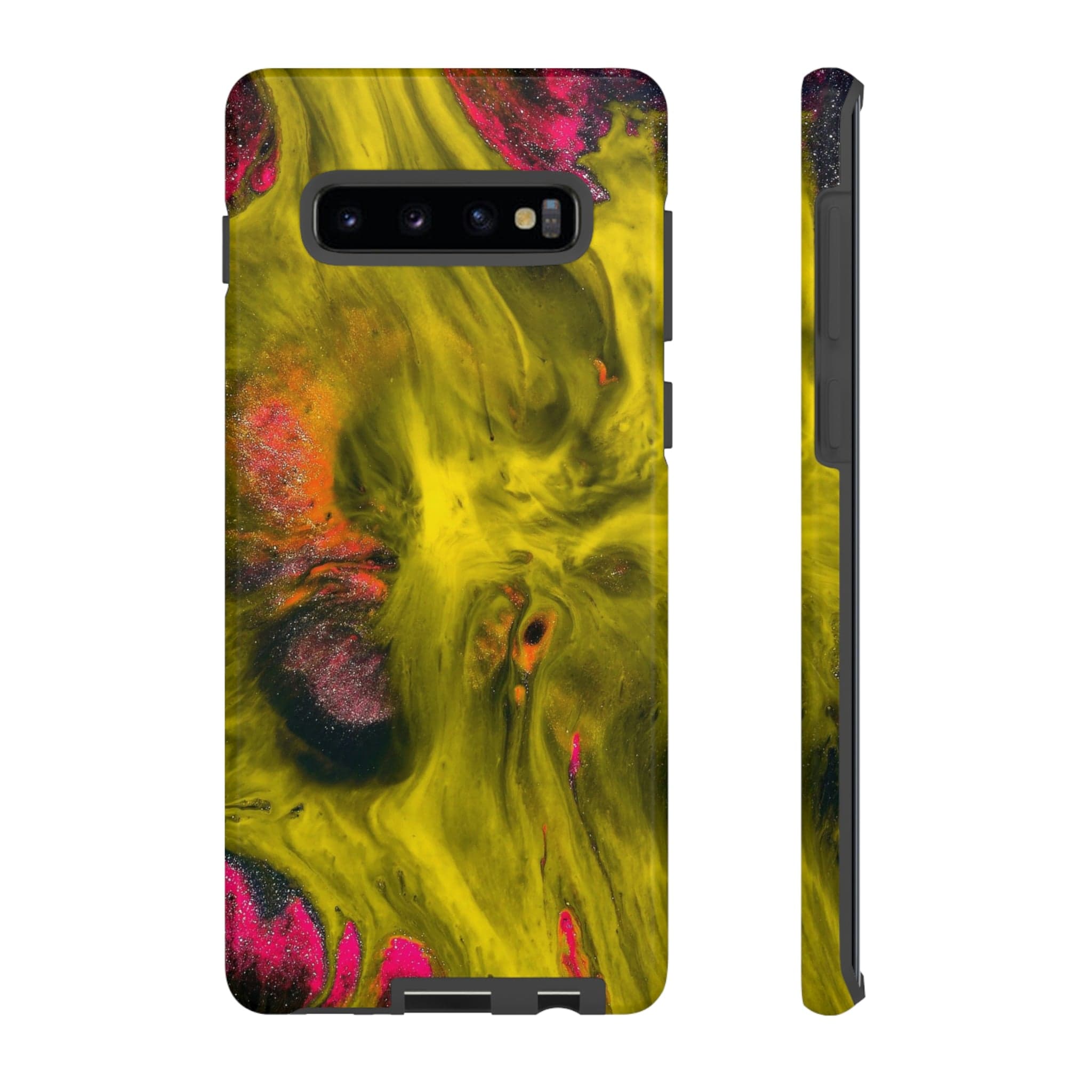 CASEBOB Phone Case Samsung Galaxy S10 Plus / Glossy Yellow Ink Art Android Case (Protective)