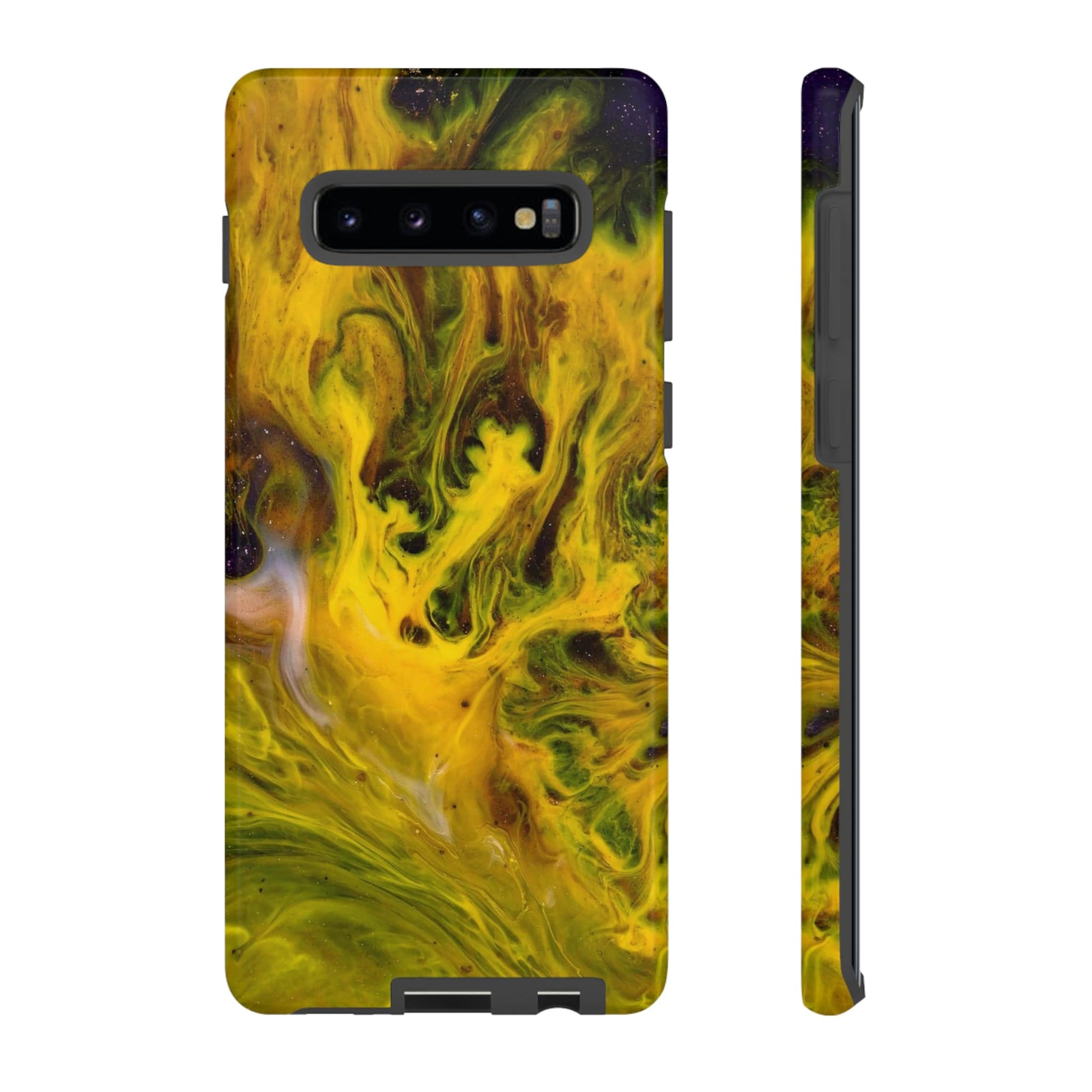 CASEBOB Phone Case Samsung Galaxy S10 Plus / Glossy Yellow Liquid Ink Art Android Case (Protective)