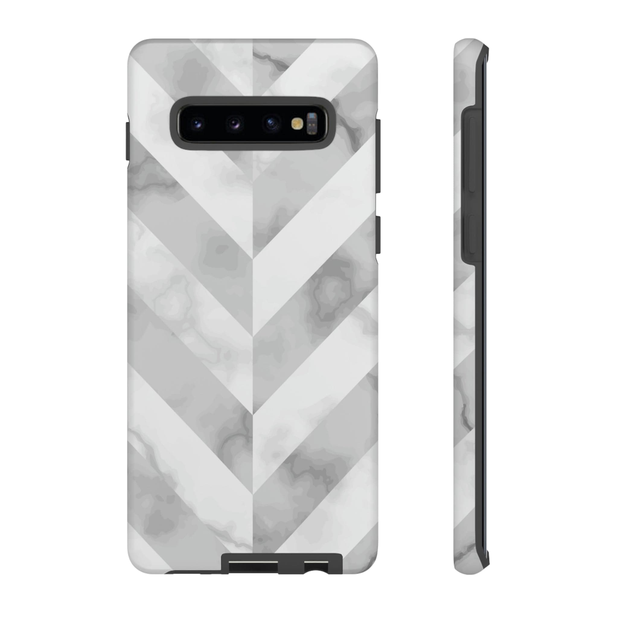 CASEBOB Phone Case Samsung Galaxy S10 Plus / Matte White Herringbone Android Case (Protective)