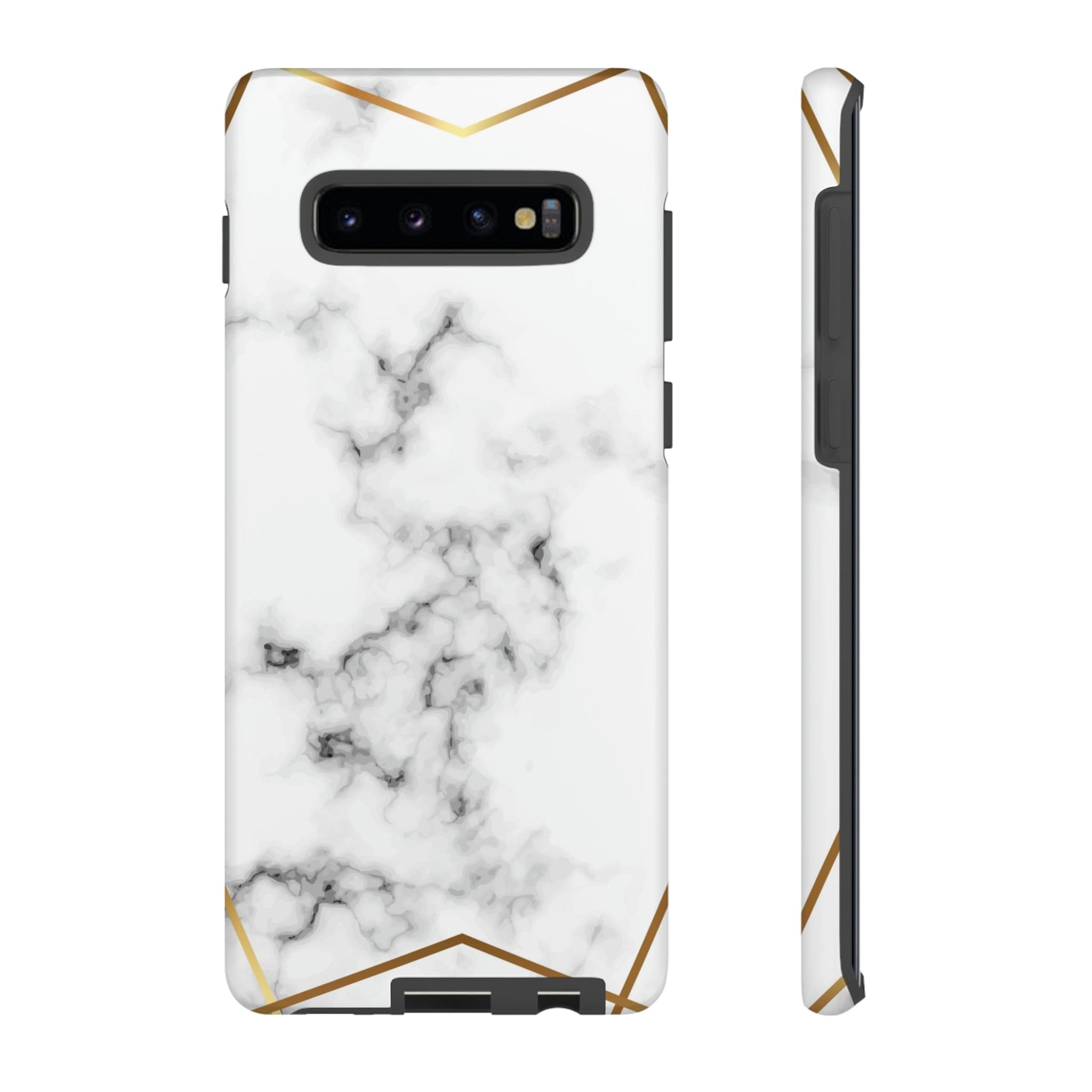 CASEBOB Phone Case Samsung Galaxy S10 Plus / Matte White Marble Gold Android Case (Protective)