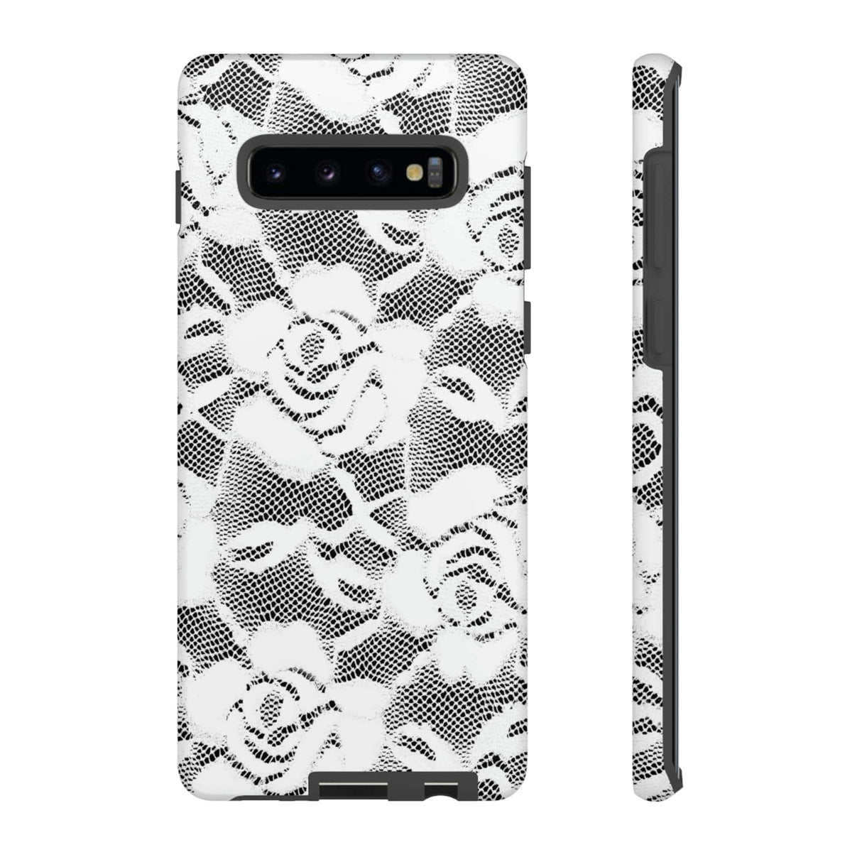 CASEBOB Phone Case Samsung Galaxy S10 Plus / Matte White Rose Lace Gothic Flower Samsung Case (Protective)