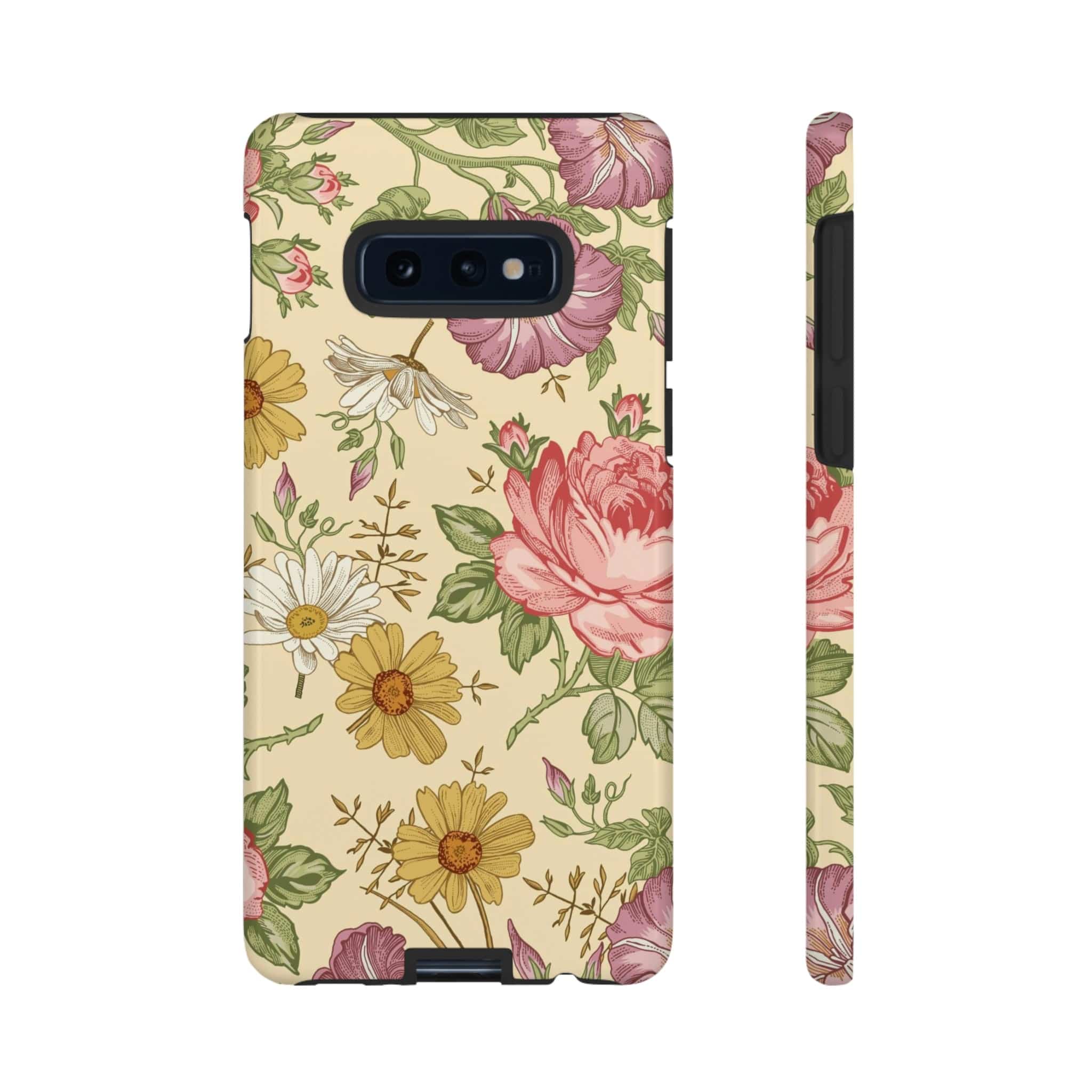 CASEBOB Phone Case Samsung Galaxy S10E / Glossy Yellow Vintage Flower Samsung Case (Protective)