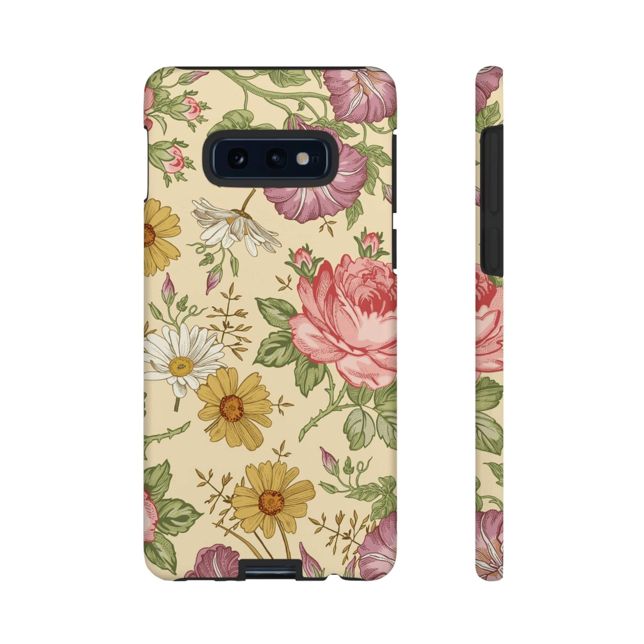 CASEBOB Phone Case Samsung Galaxy S10E / Matte Yellow Vintage Flower Samsung Case (Protective)