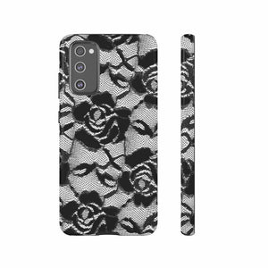 CASEBOB Phone Case Samsung Galaxy S20 FE / Glossy Black Rose Lace Gothic Flower Samsung Case (Protective)