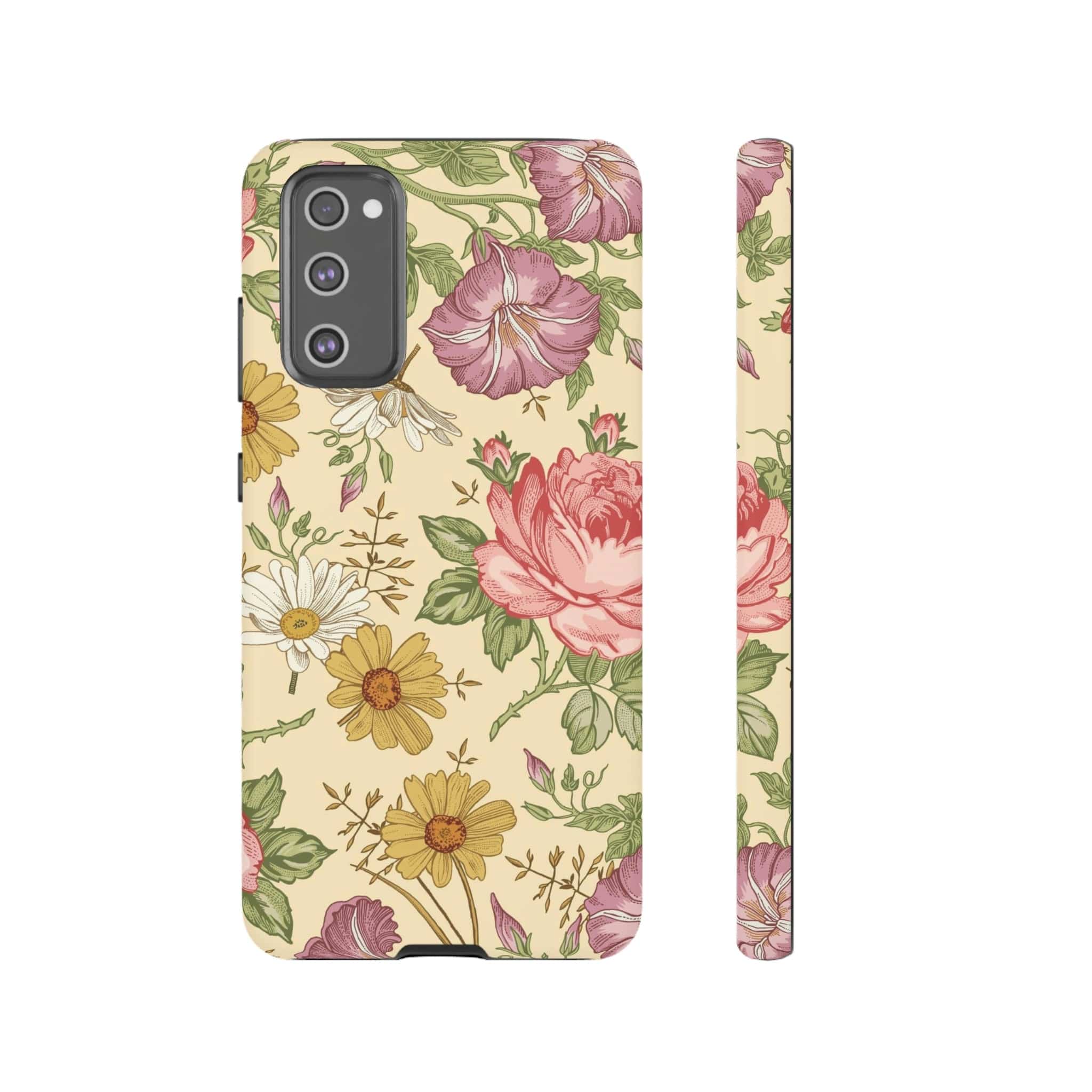 CASEBOB Phone Case Samsung Galaxy S20 FE / Matte Yellow Vintage Flower Samsung Case (Protective)