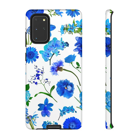 CASEBOB Phone Case Samsung Galaxy S20+ / Glossy Vintage Flowers Blue Android Case (Protective)