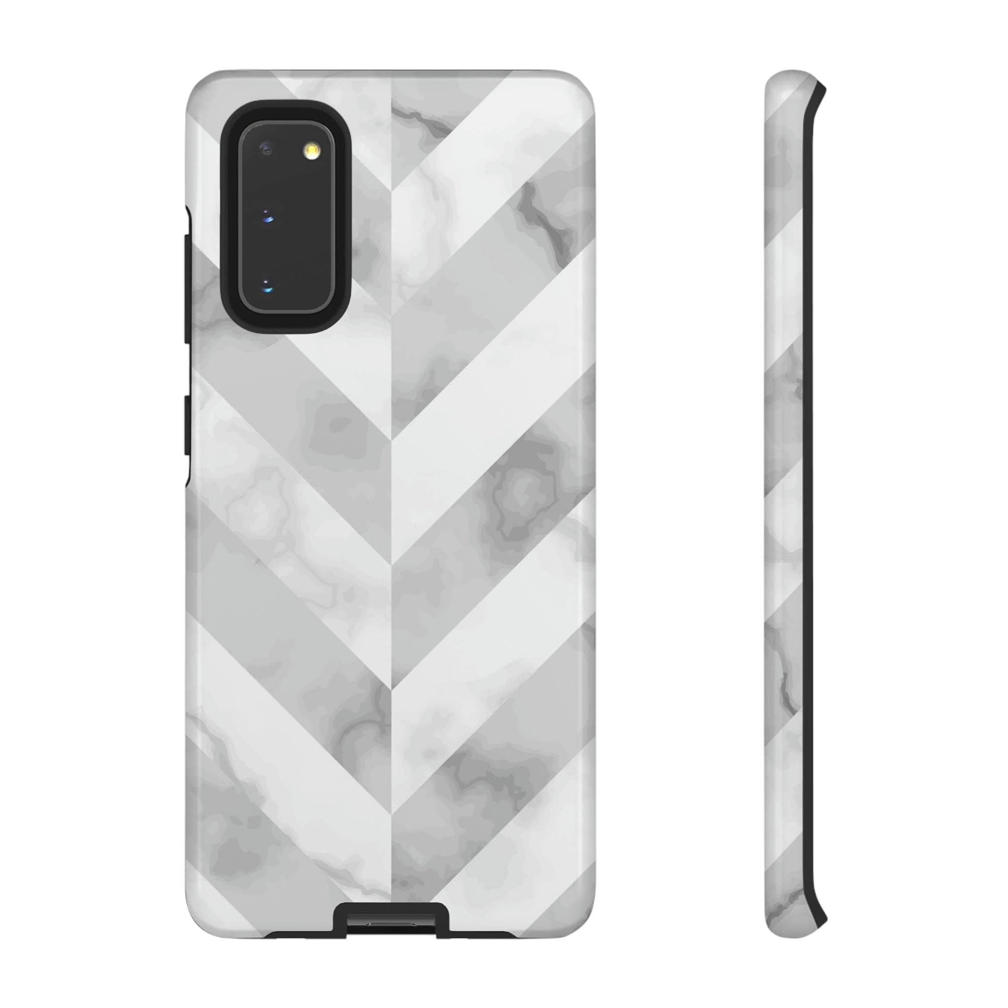 CASEBOB Phone Case Samsung Galaxy S20 / Glossy White Herringbone Android Case (Protective)