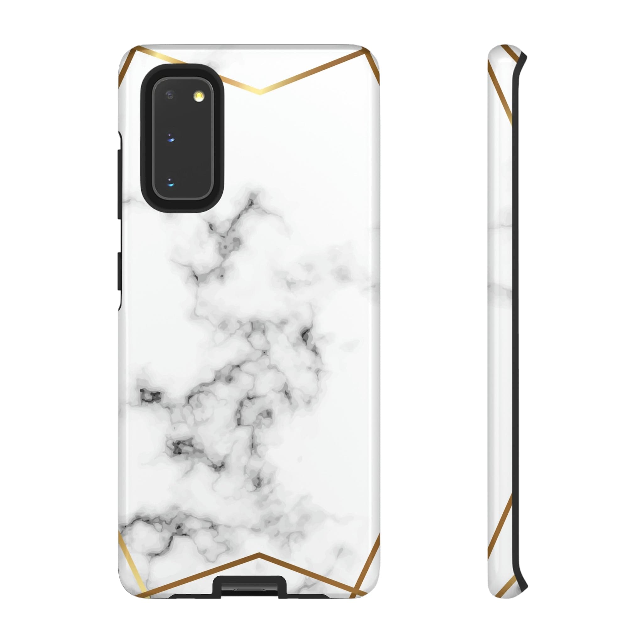 CASEBOB Phone Case Samsung Galaxy S20 / Glossy White Marble Gold Android Case (Protective)