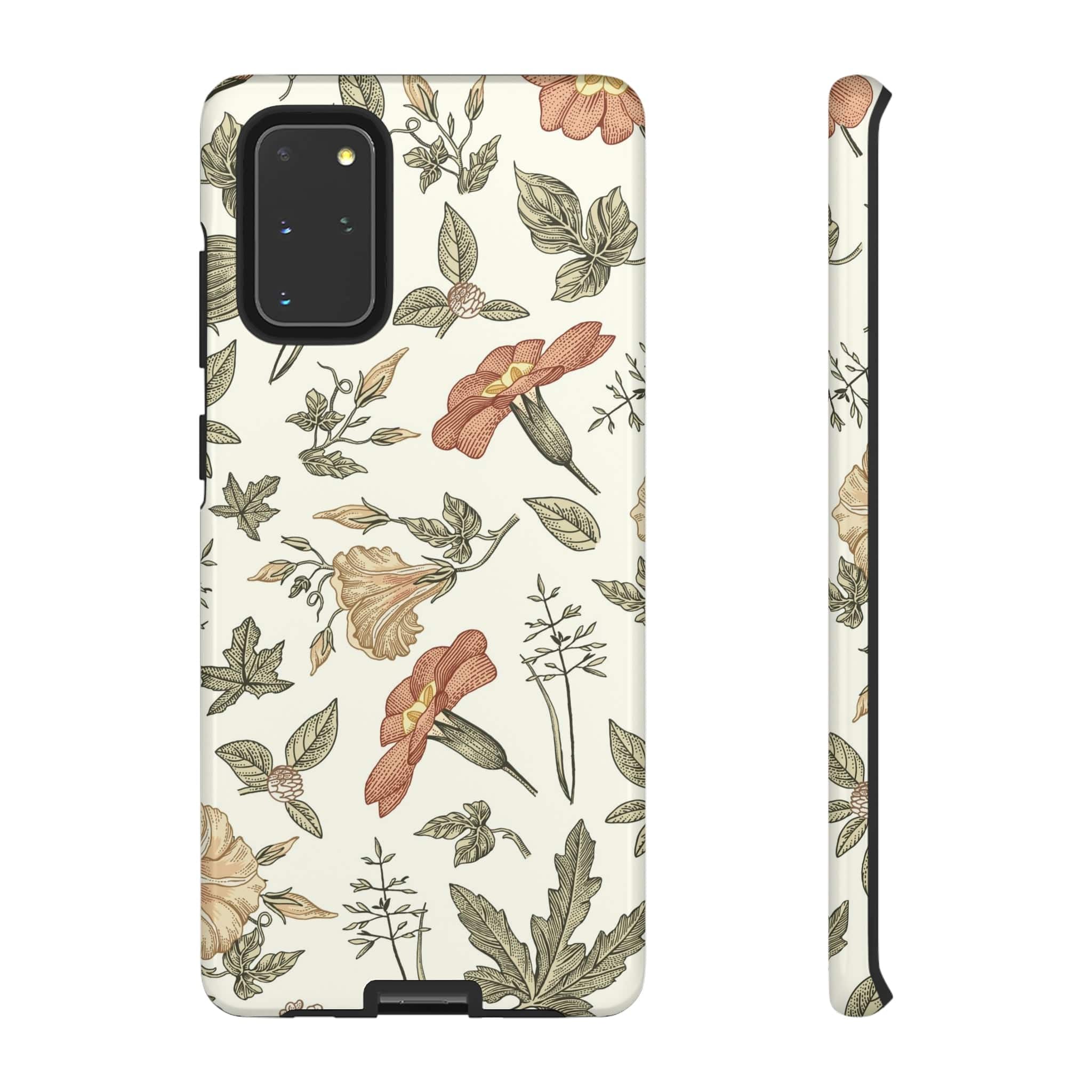 CASEBOB Phone Case Samsung Galaxy S20+ / Glossy White Vintage Flower Samsung Case (Protective)