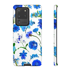 CASEBOB Phone Case Samsung Galaxy S20 Ultra / Glossy Vintage Flowers Blue Android Case (Protective)