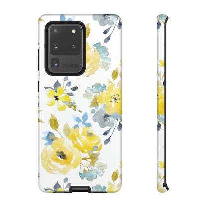 CASEBOB Phone Case Samsung Galaxy S20 Ultra / Glossy Yellow Floral Android Case (Protective)