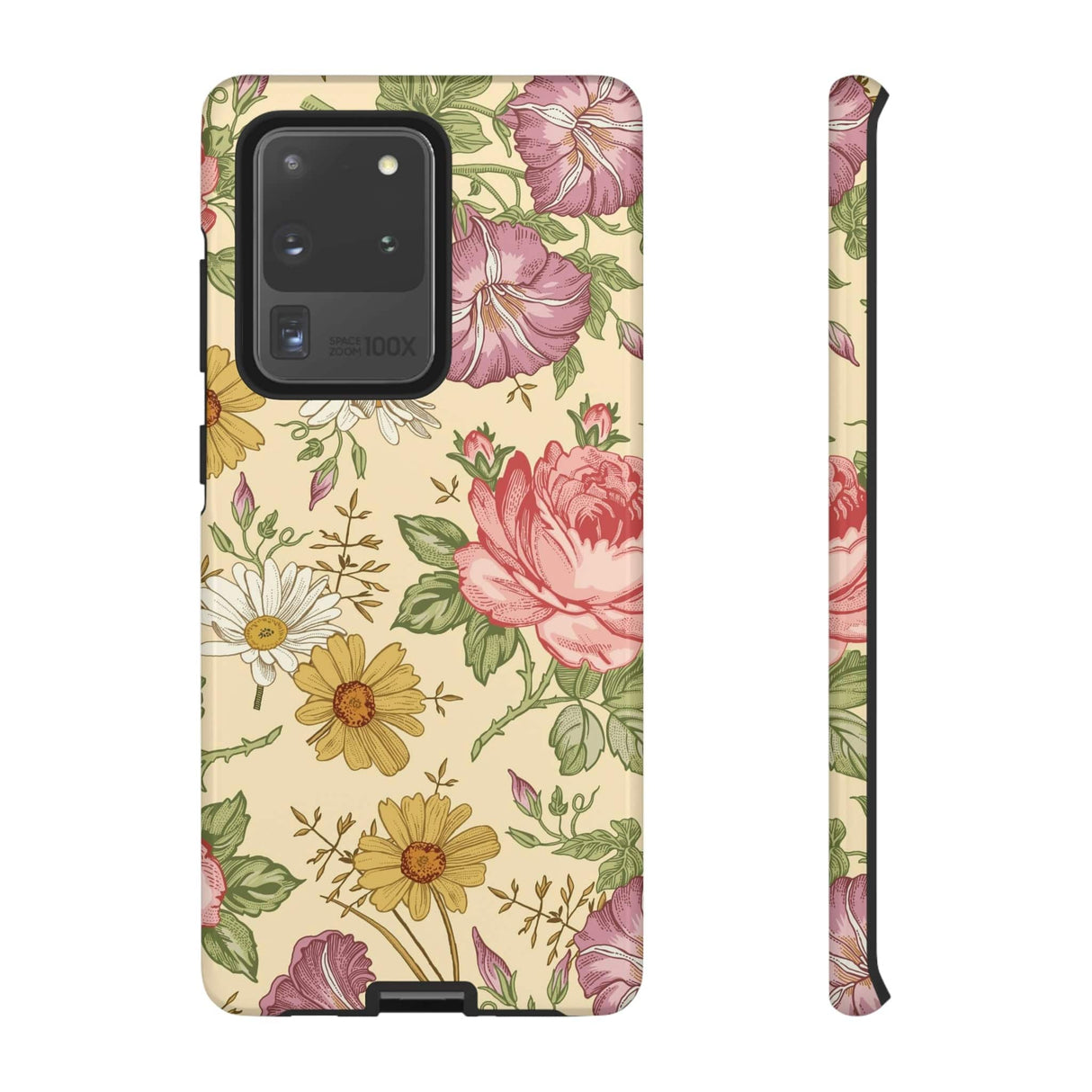 CASEBOB Phone Case Samsung Galaxy S20 Ultra / Glossy Yellow Vintage Flower Samsung Case (Protective)