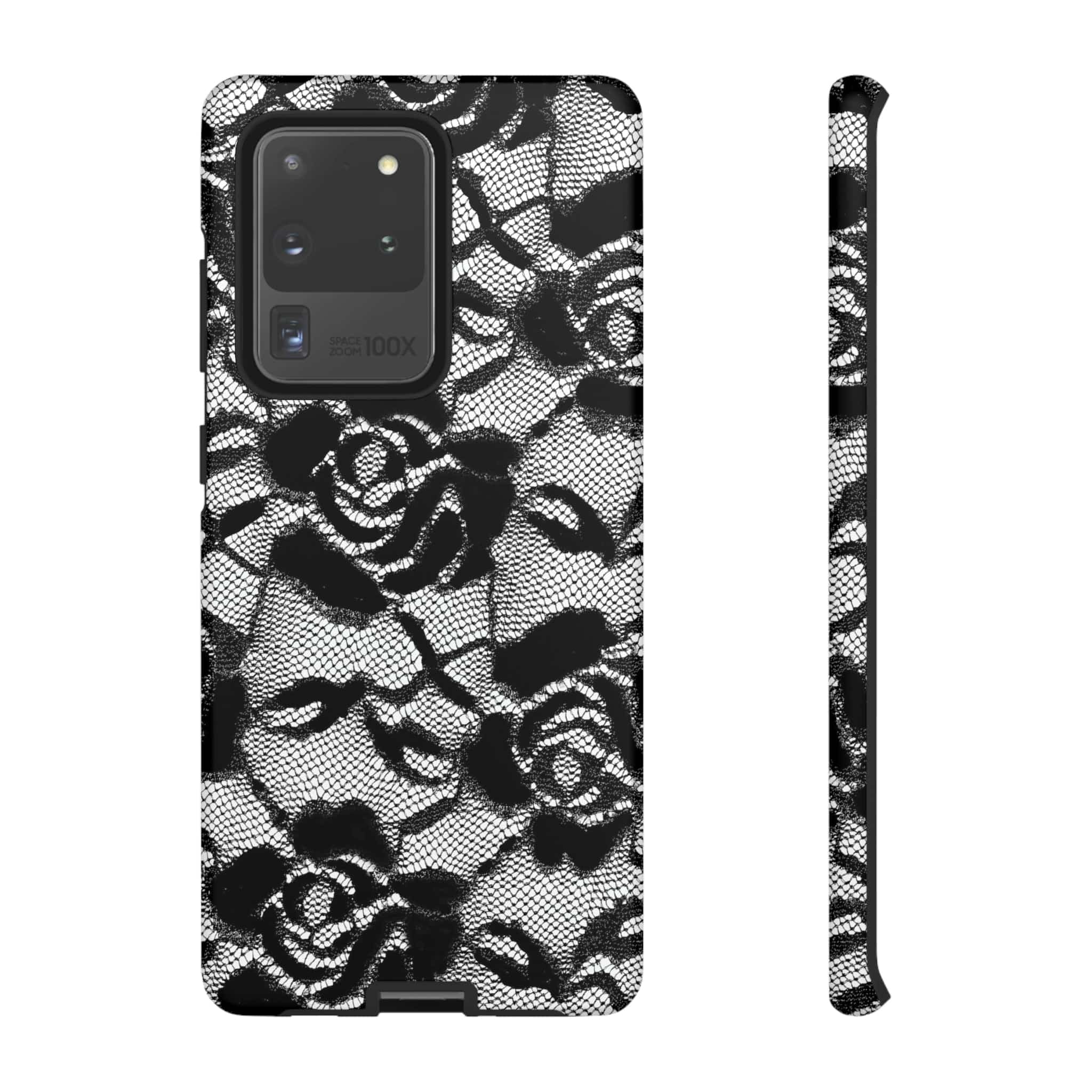 CASEBOB Phone Case Samsung Galaxy S20 Ultra / Matte Black Rose Lace Gothic Flower Samsung Case (Protective)