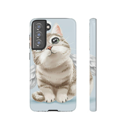 CASEBOB Phone Case Samsung Galaxy S21 FE / Glossy Cute Angel Cat Android Case (Protective)